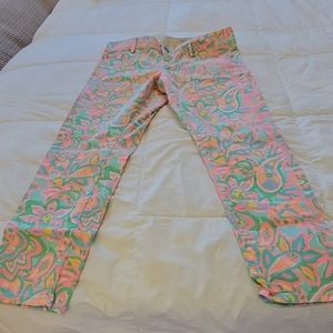 Lilly Pulitzer Worth Skinny Mini Jeans Sand Bar Blu Make A Splash 10